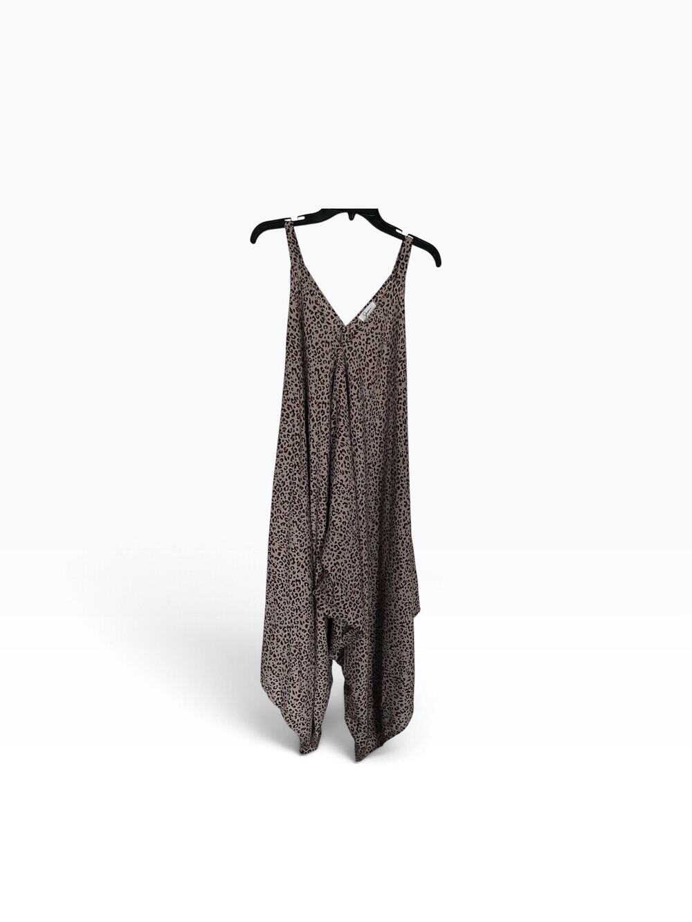 Japna Leopard Print Asymmetrical Drape Front Harem Jumpsuit Viscose S